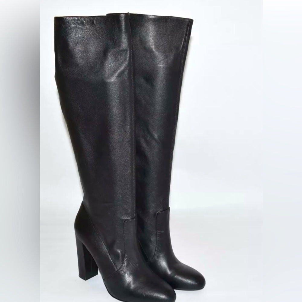 Steve Madden black real Leather upper Black high boots. Size 6 NWOT’S